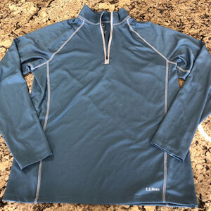 Size Large L.L. Bean Mens Long Sleeve Shirt Breathable 1/4 Zip Collar Hiking SV